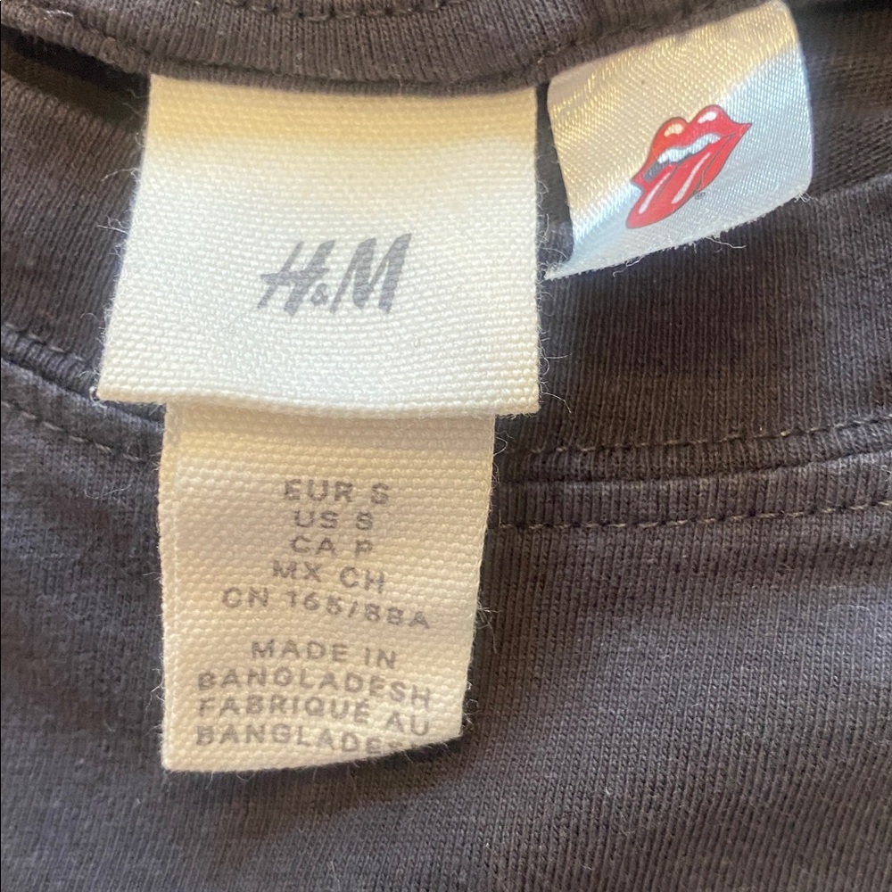 H&M ‘ROLLING STONES’ Black & Pink Graphic crew neck cotton T-Shirt Size Small - Picture 4 of 11
